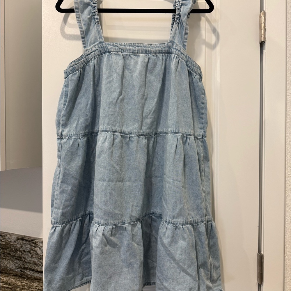 Forever 21 Light Blue Denim Tiered Dress